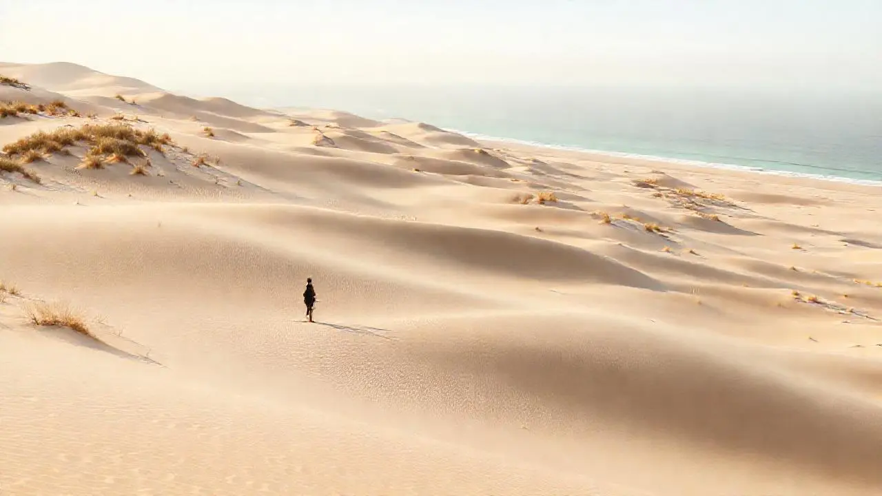 Paisaje arenoso, sereno y vasto