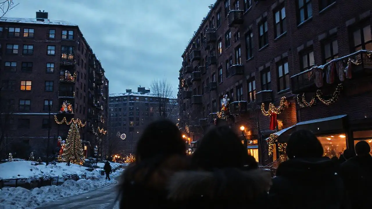 Invierno urbano, tranquilo y ligeramente nevado