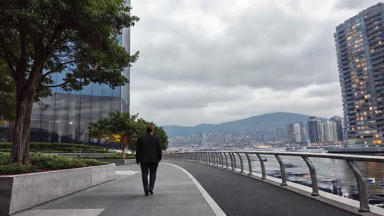 Modern arquitectura urbana con serena vista al mar