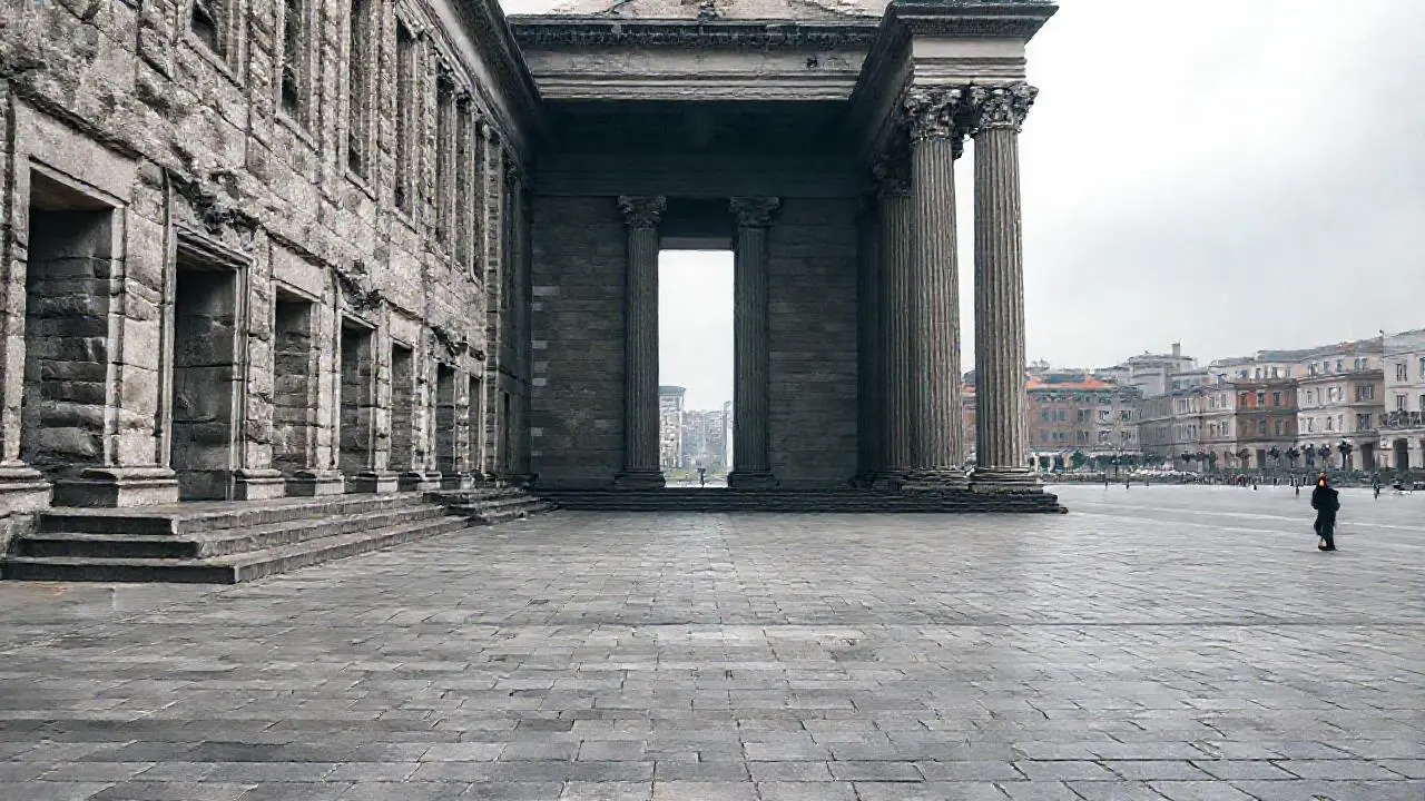 Arquitectura clásica, calma y profundidad atmosférica