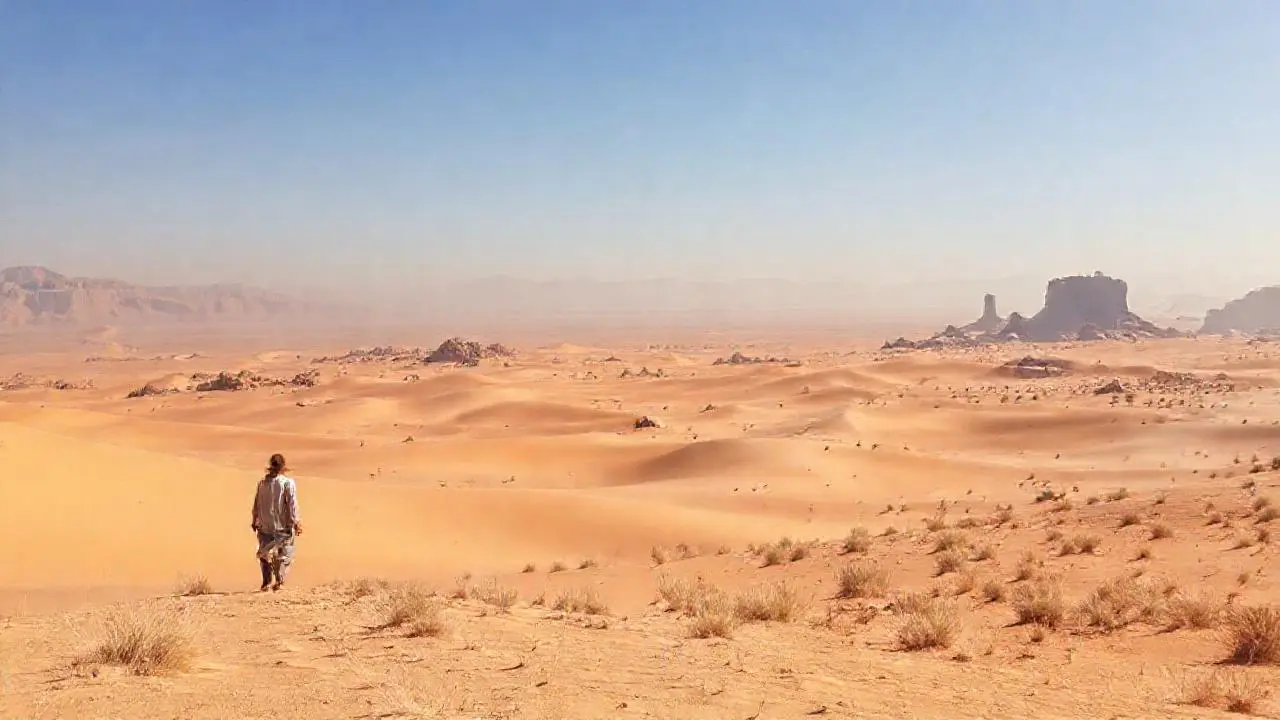Paisaje desértico, vasto, quieto y soleado