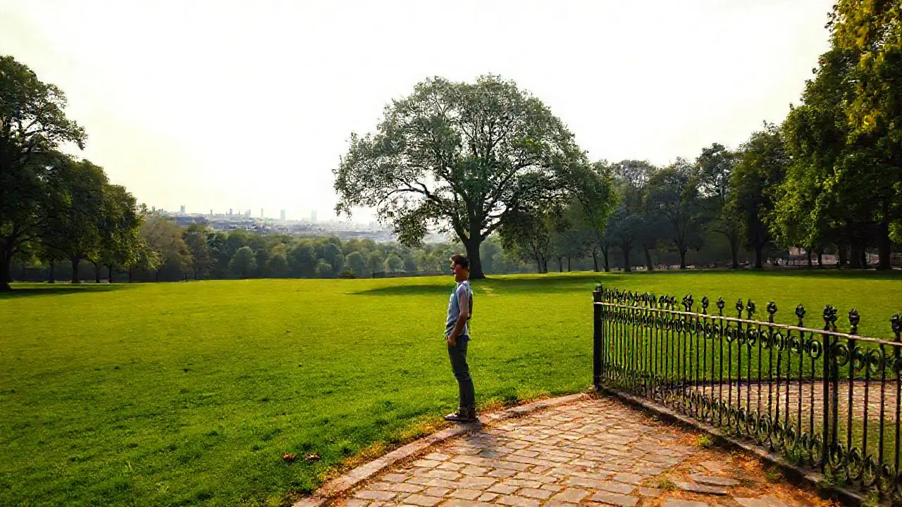 Un parque tranquilo, vasto y sereno