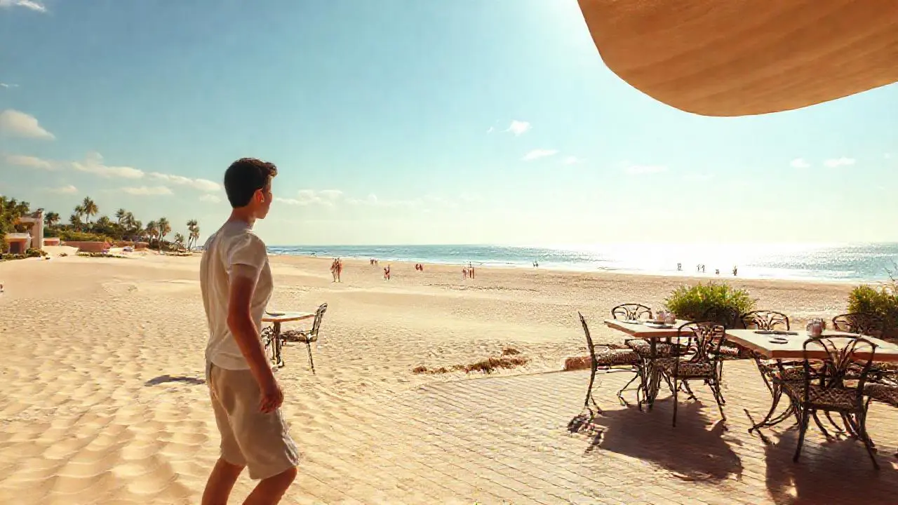 Playa soleada, relajada y espaciosa