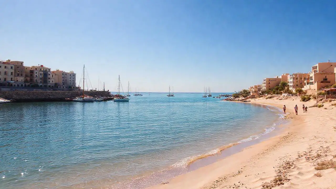 Tranquila escena costera, cálida y espaciosa