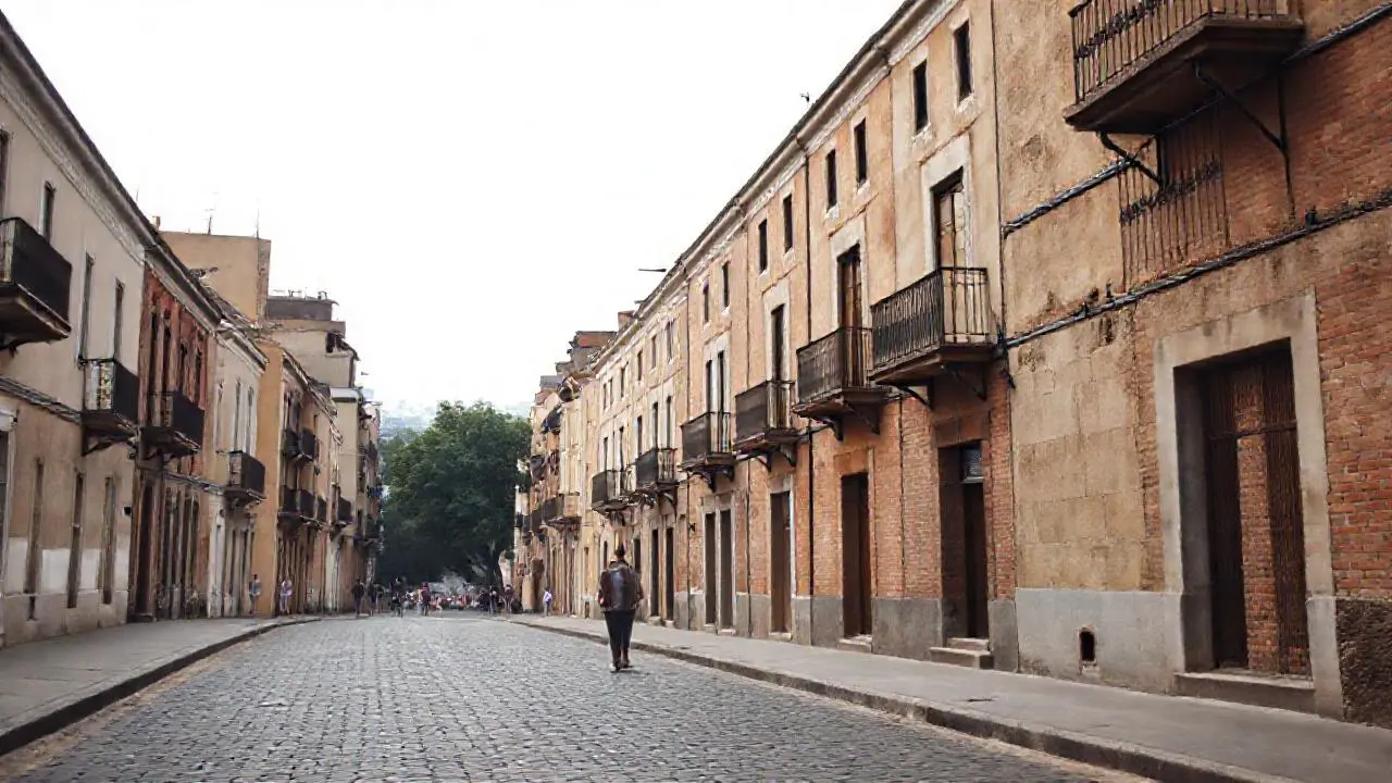 Calle tranquila, ambiente antiguo y difuso