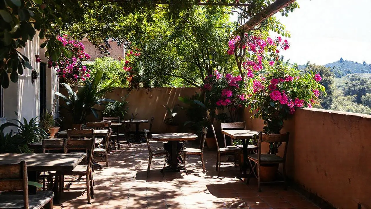Paz y calidez en un patio tropical