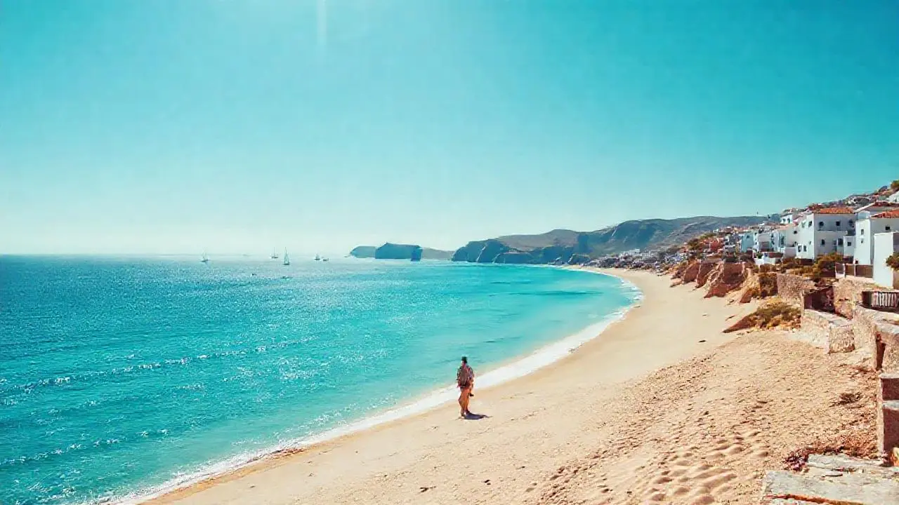 Costa serena, luz cálida y espacio abierto