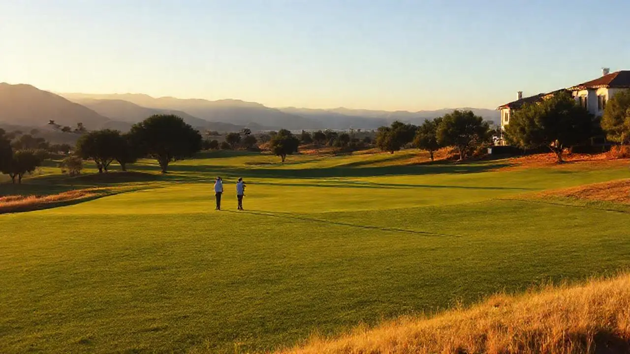 Paisaje golfístico sereno y luminoso