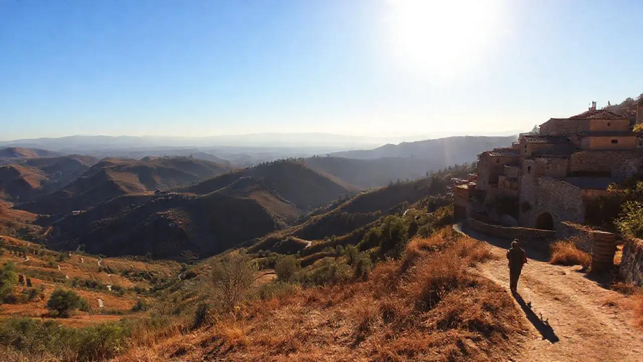 Paisaje rural sereno y bañado en luz