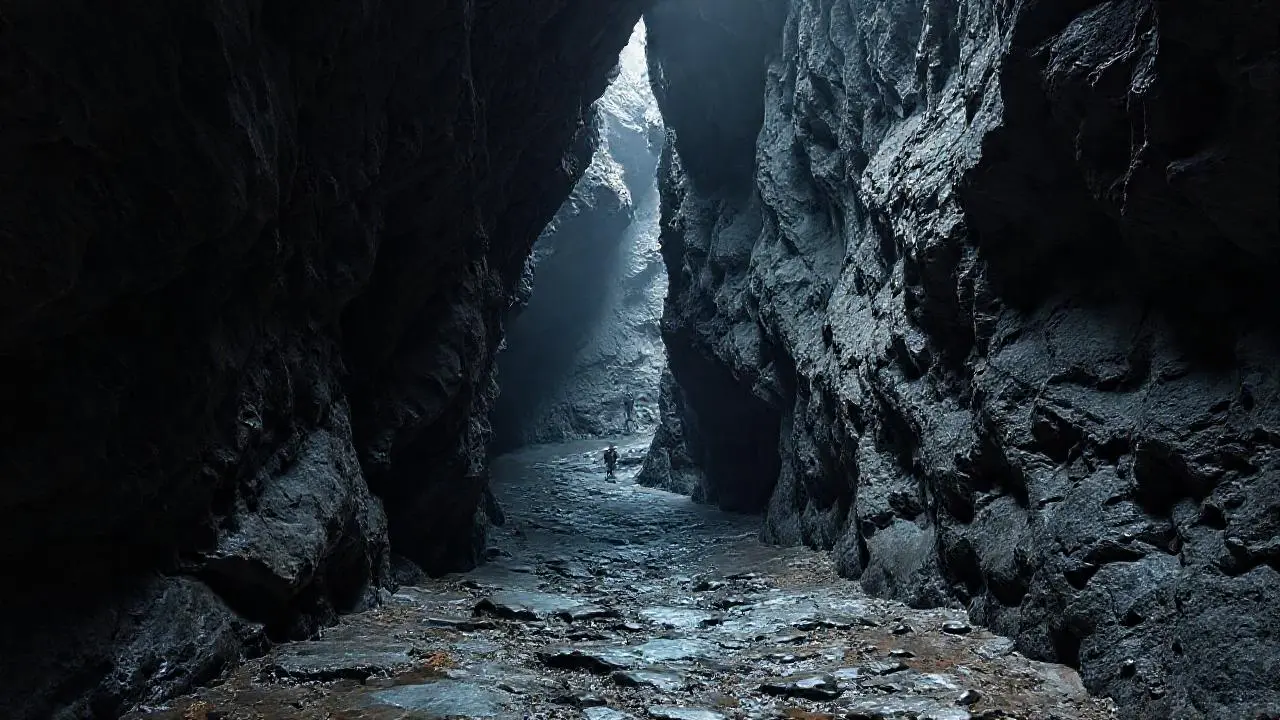 Caverna oscura, vasta y silenciosa