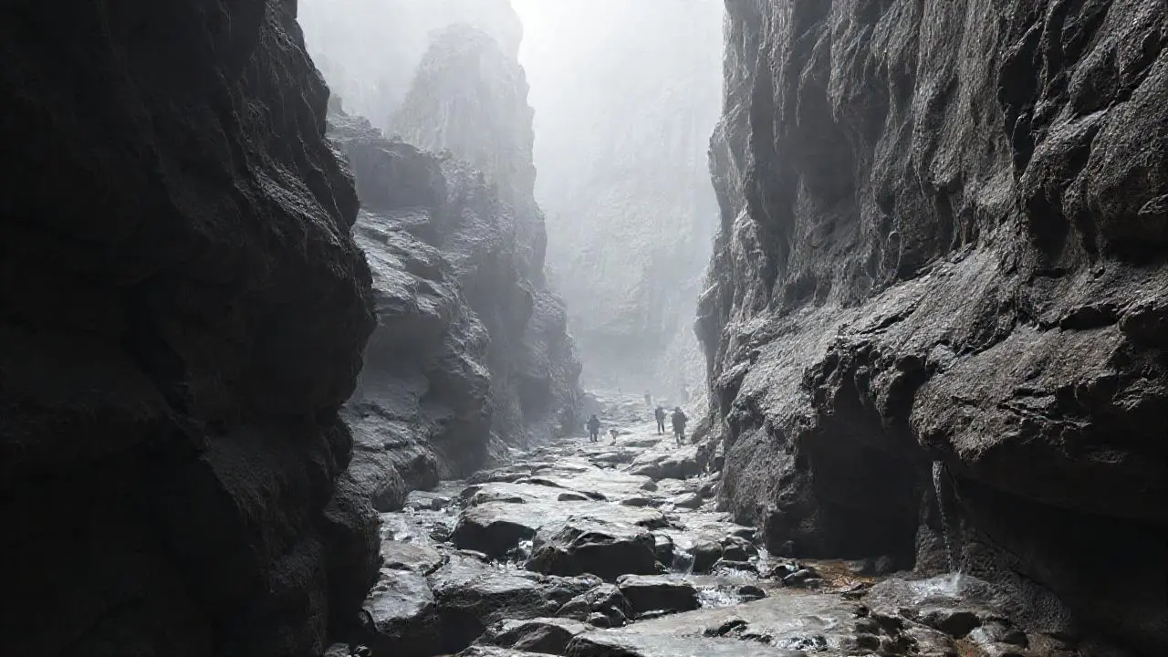 Un paisaje rocoso, vasto y sereno