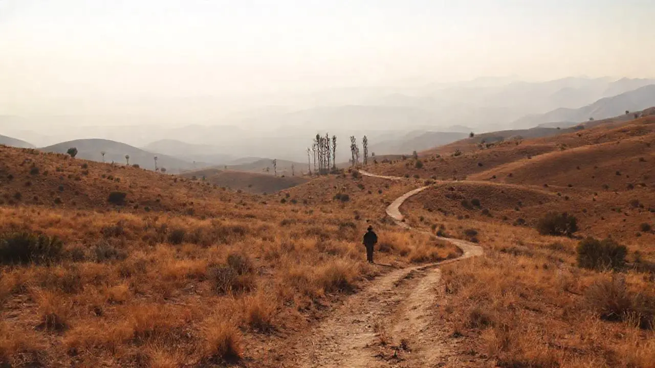 Paisaje árido, amplio y sereno