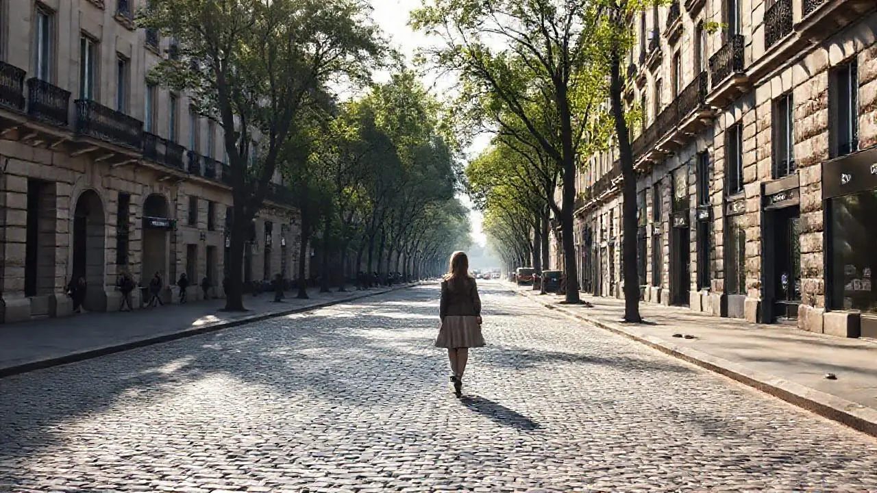 París: calle tranquila, luz suave y distante