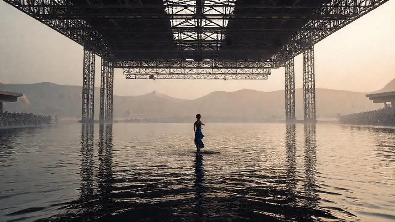 Un bailarín solo en un lago sereno