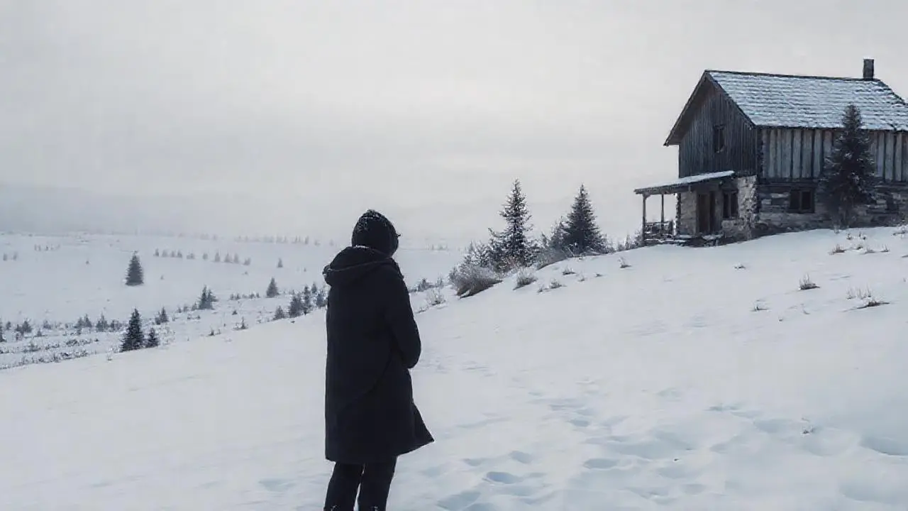 Paisaje invernal rural, tranquilo y sereno