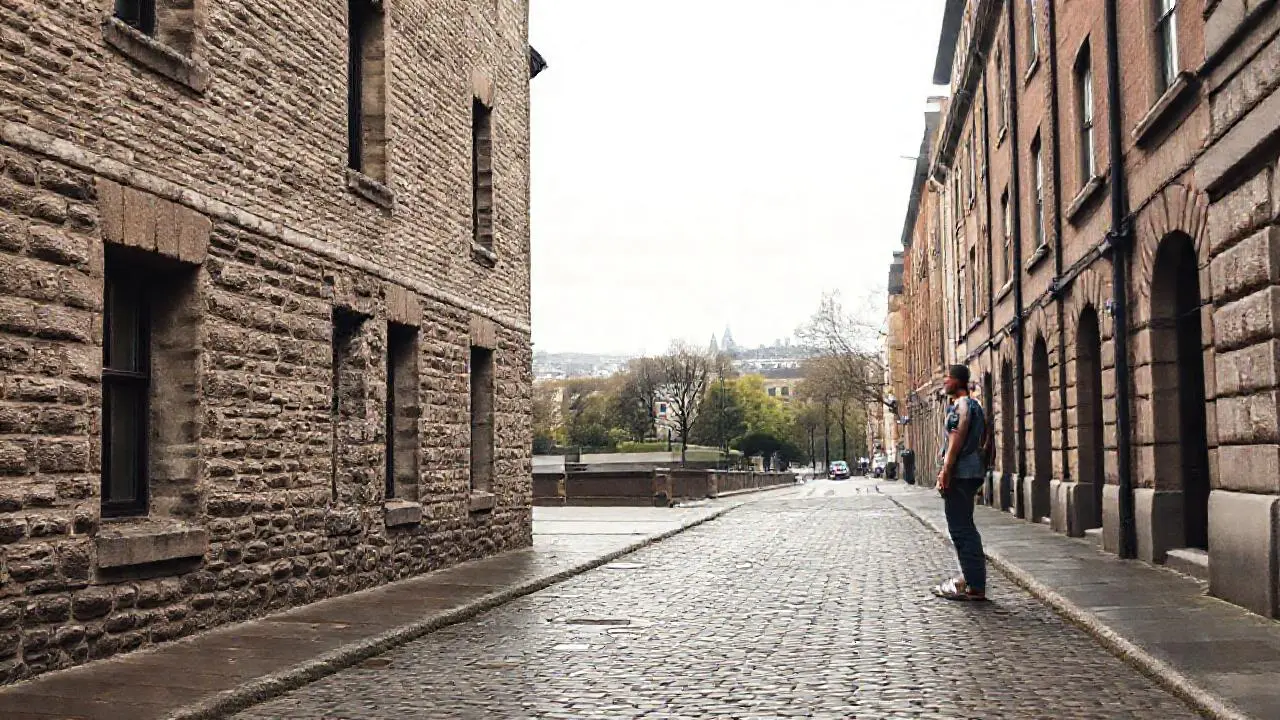 Escena urbana gris, suave y difusa