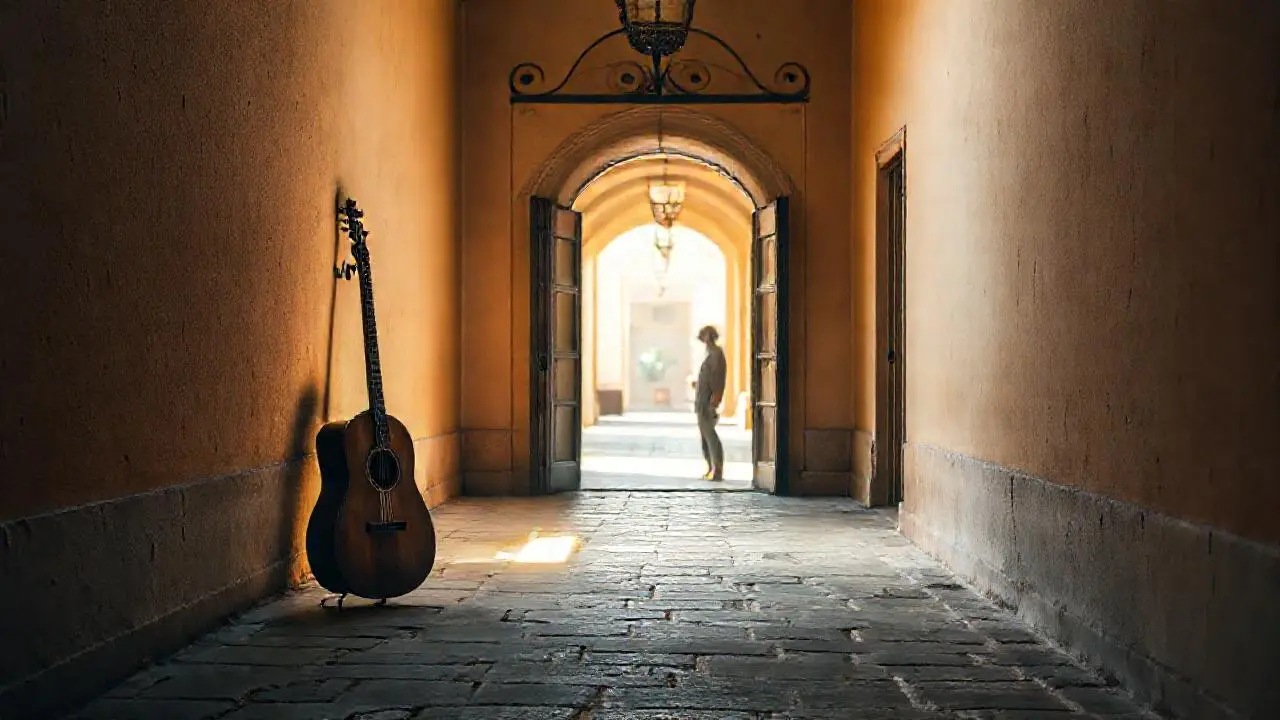 Arquitectura antigua, calma y luz tenue