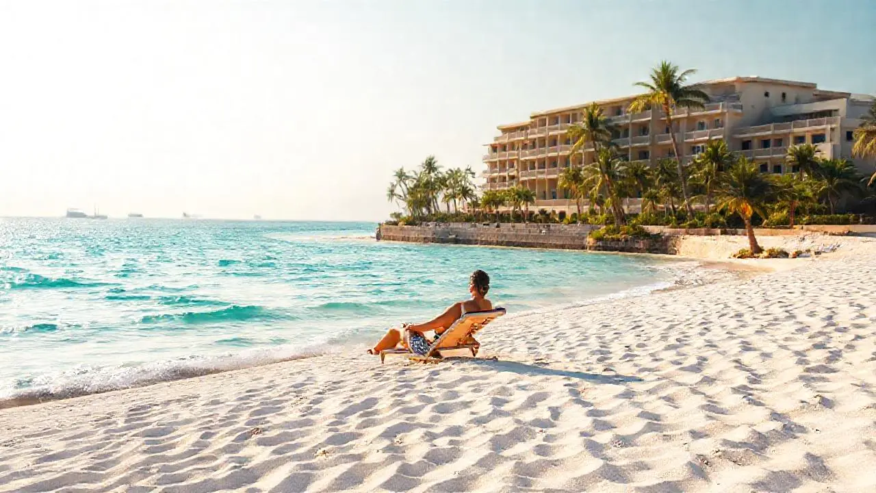 Tranquila playa tropical, relajación y vastedad