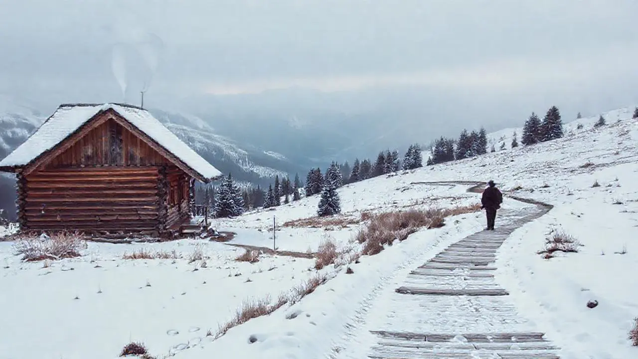 Paz invernal en un paisaje montañoso