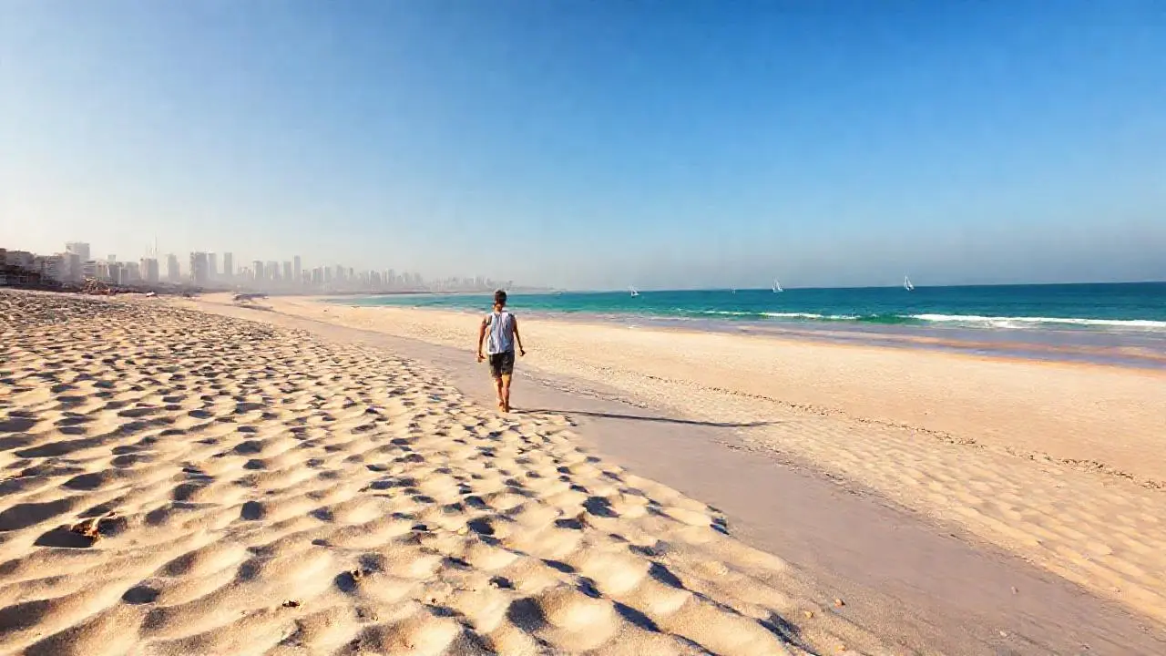 Playa serena al atardecer, paz total