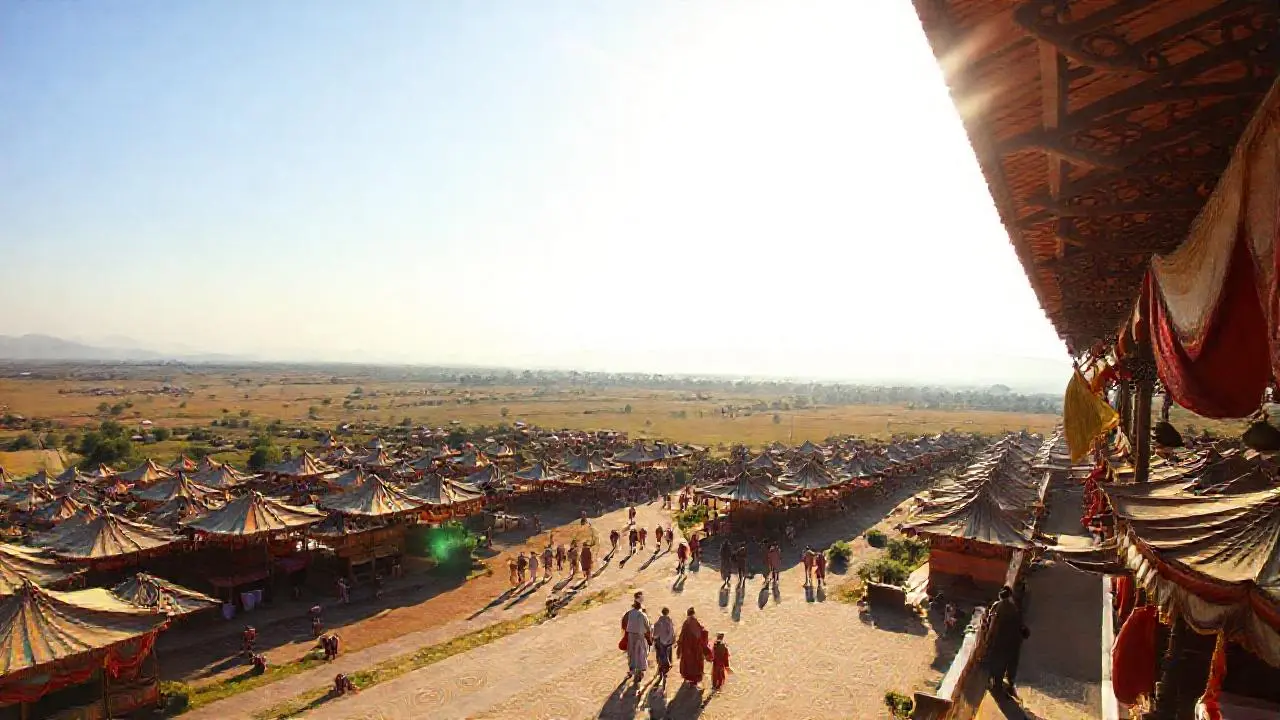 Un festivo paisaje rural, cálido y vibrante