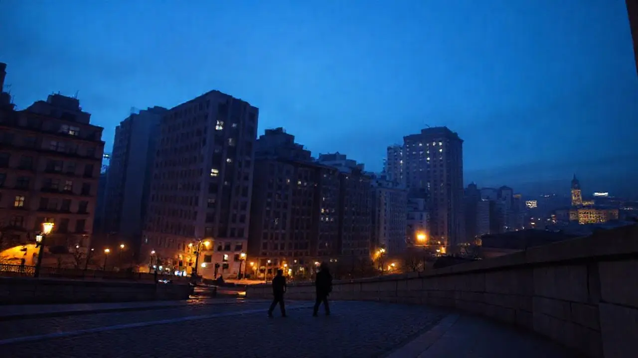 Ciudad nocturna, melancólica y extensa