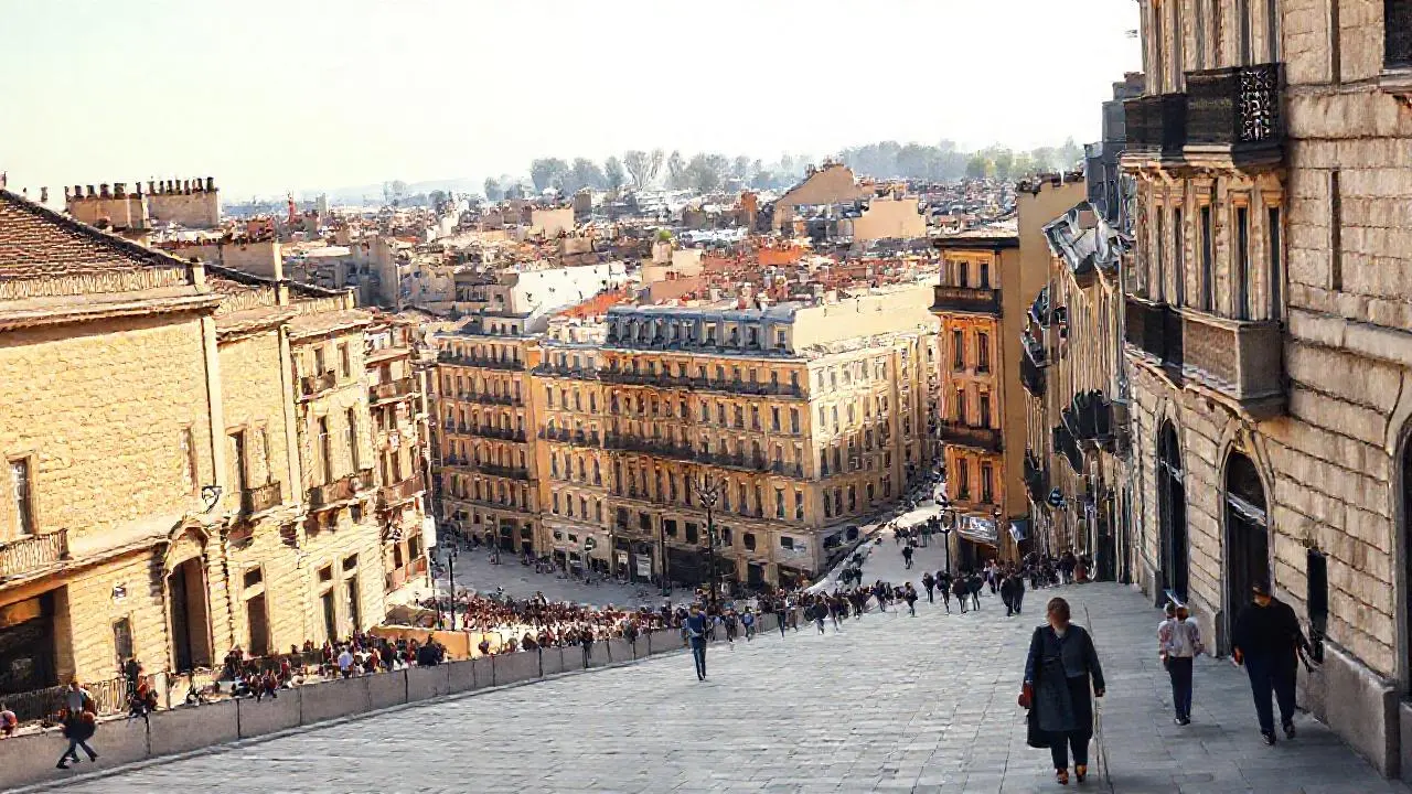Un bullicioso paseo urbano, lleno de luz