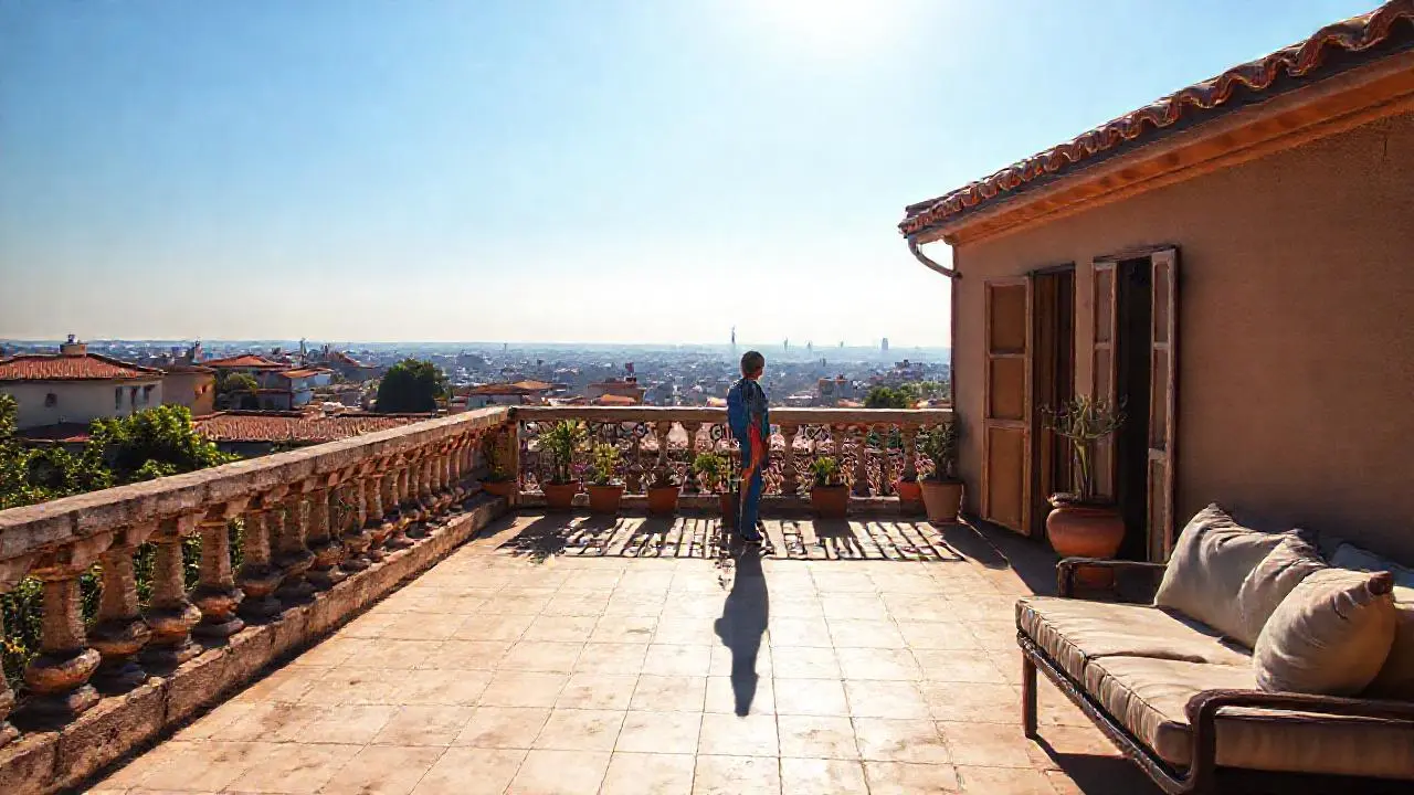 Terraza soleada con ambiente tranquilo y vistas