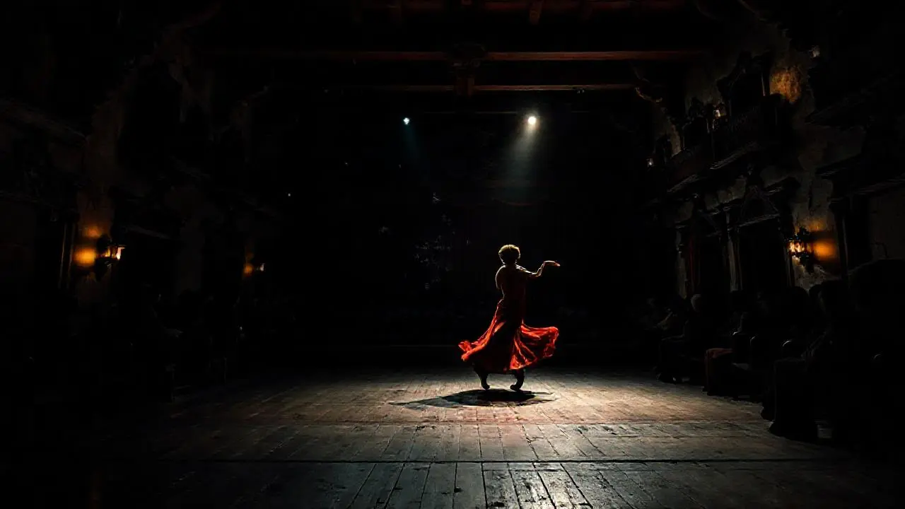 Escenario teatral, misterioso y evocador