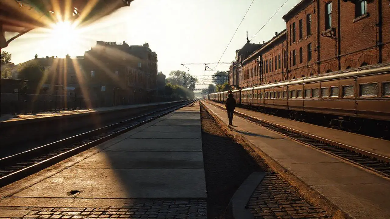Estación tranquila, luz tenue y movimiento distante