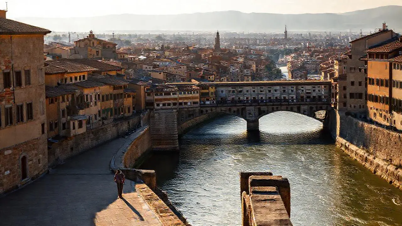 Un paisaje urbano antiguo, sereno y luminoso