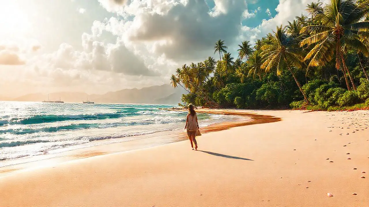 Playa tropical, calma y vastedad natural