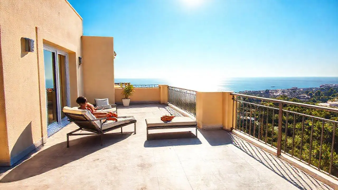 Paz relajante en un balcón soleado