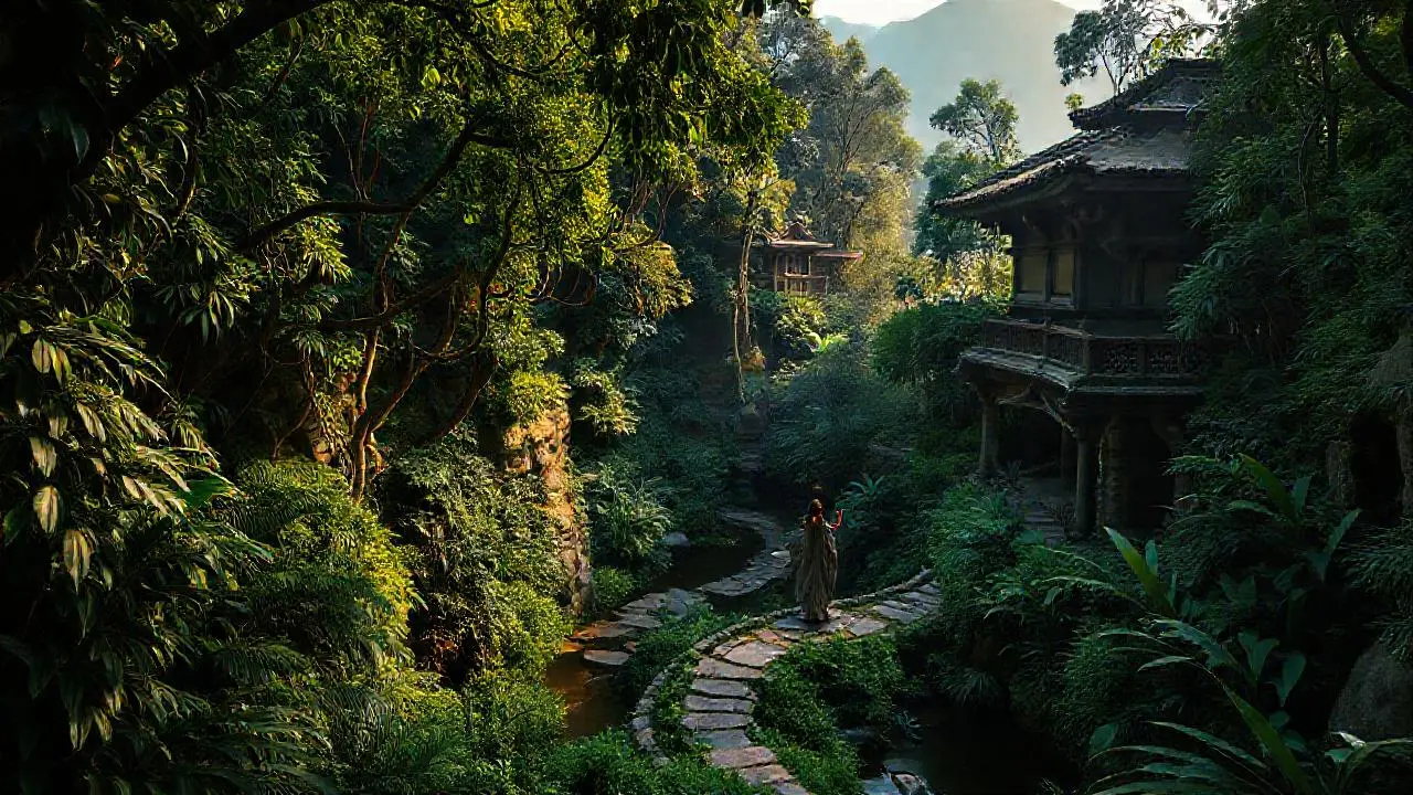 Selva exuberante, tranquila y natural