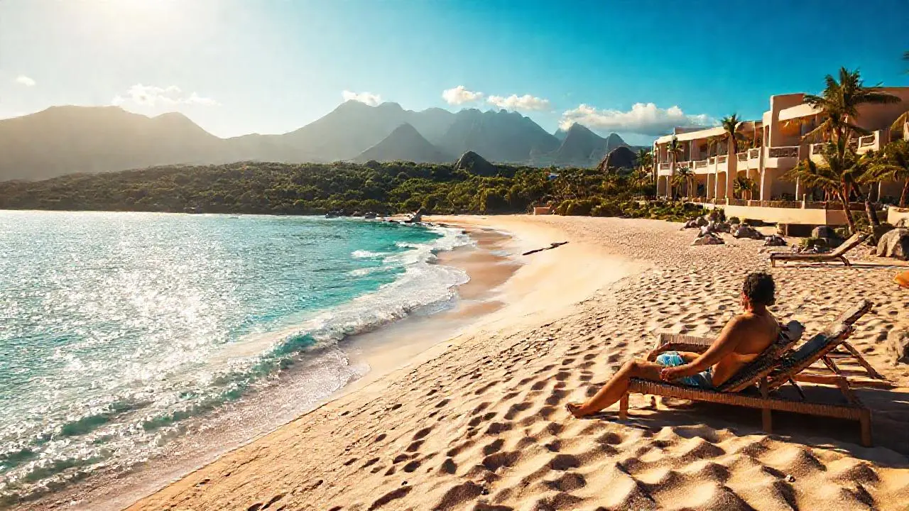 Paraíso costero, tranquilidad y luz dorada