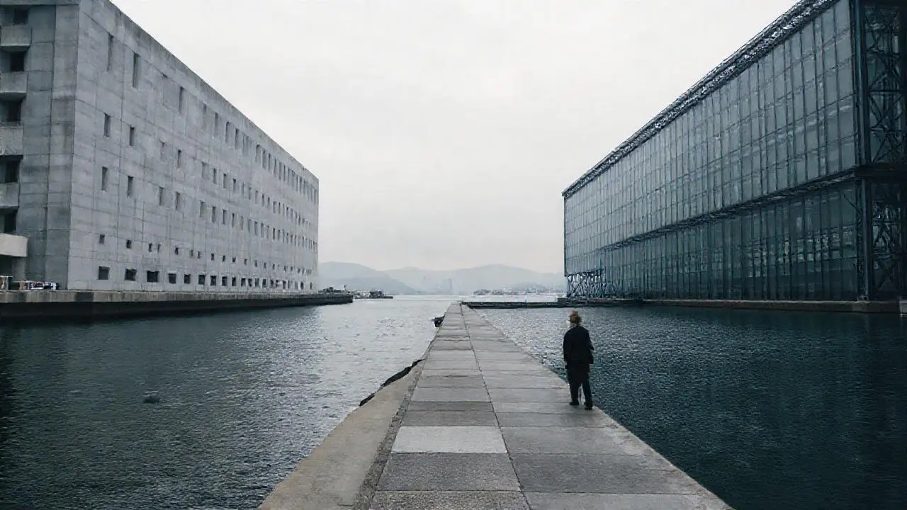 Edificio monumental, tranquilo y ligeramente brumoso