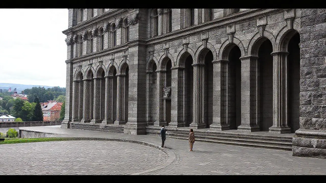 Imponente arquitectura antigua, ambiente sereno y vasto