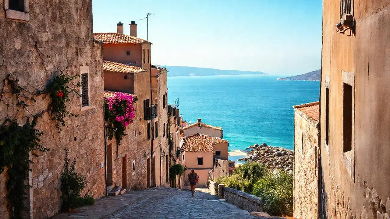 Pueblo costero mediterráneo, cálido y tranquilo