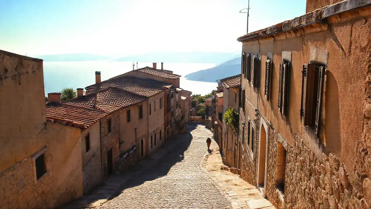 Pueblo antiguo, tranquilo y bañado en luz