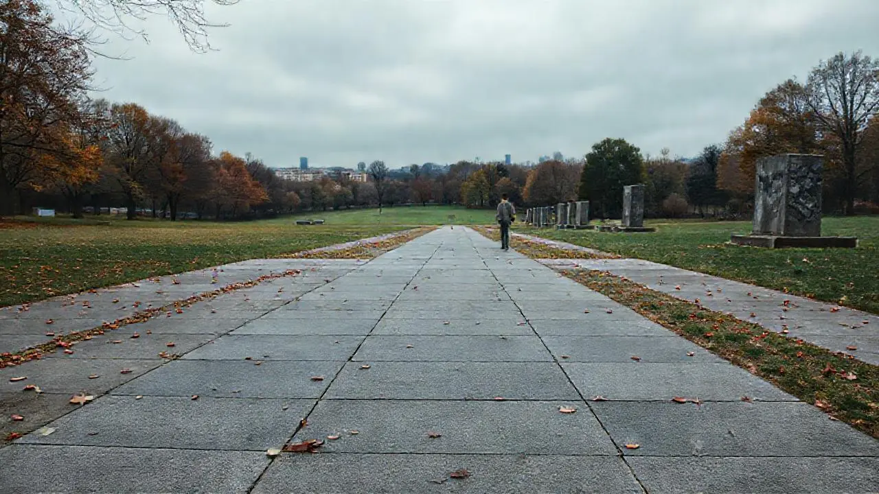 Un parque otoñal, sereno y difuso