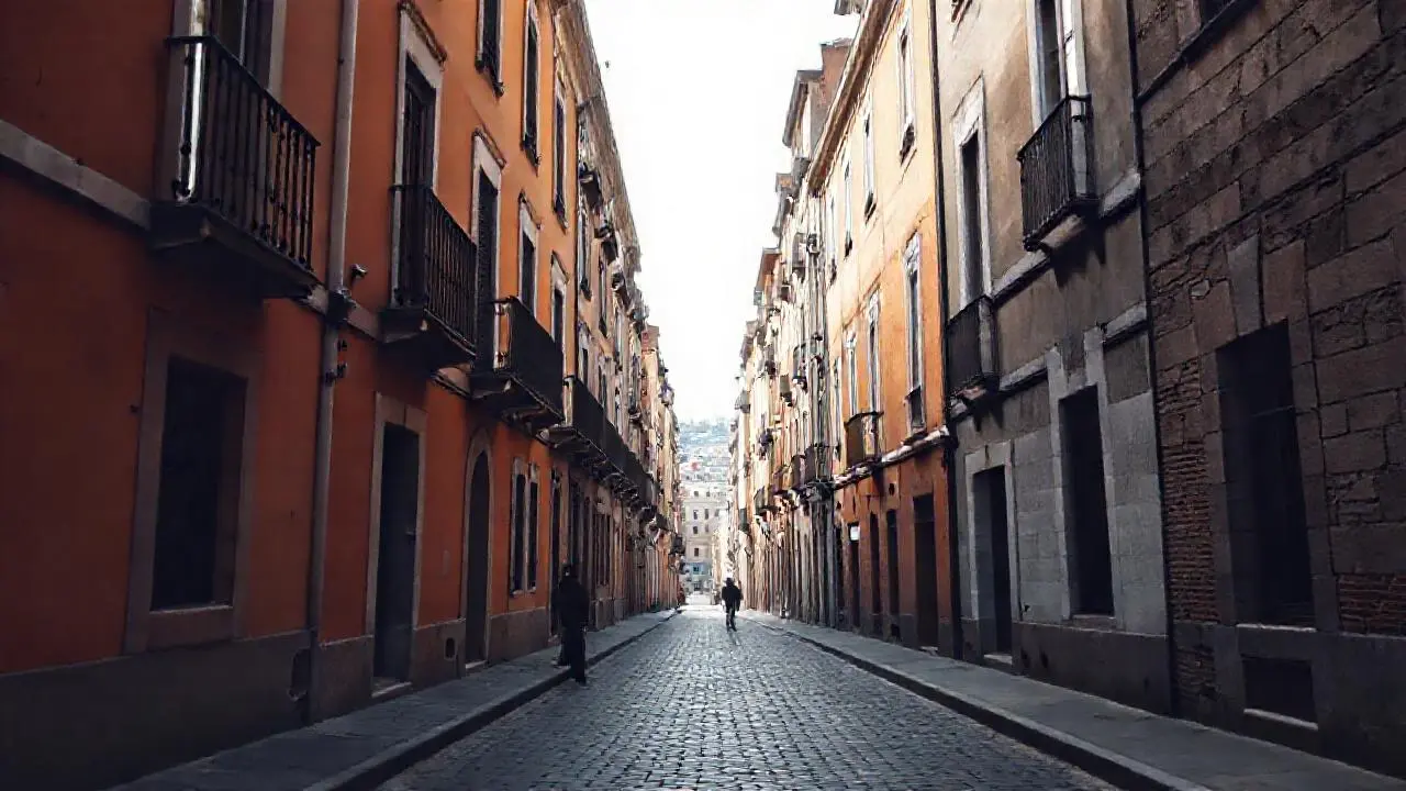 Ciudad histórica, luz suave y tranquila