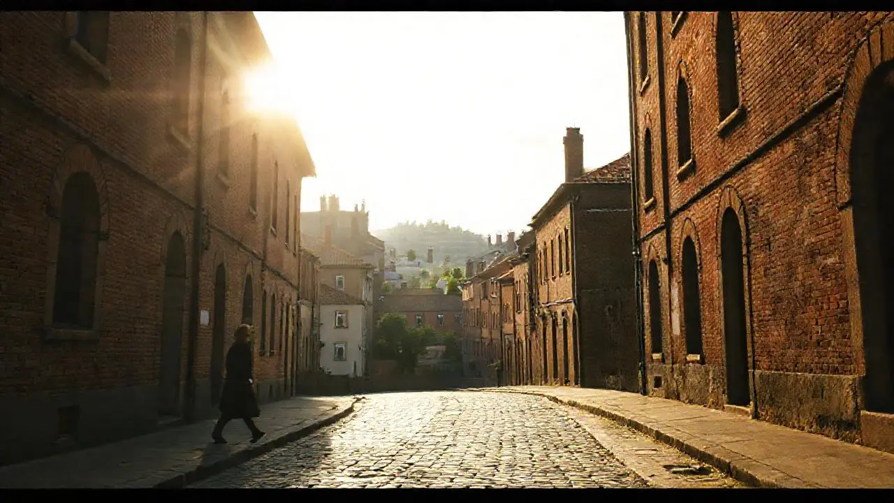 Una calle antigua, ambiente tranquilo y difuso