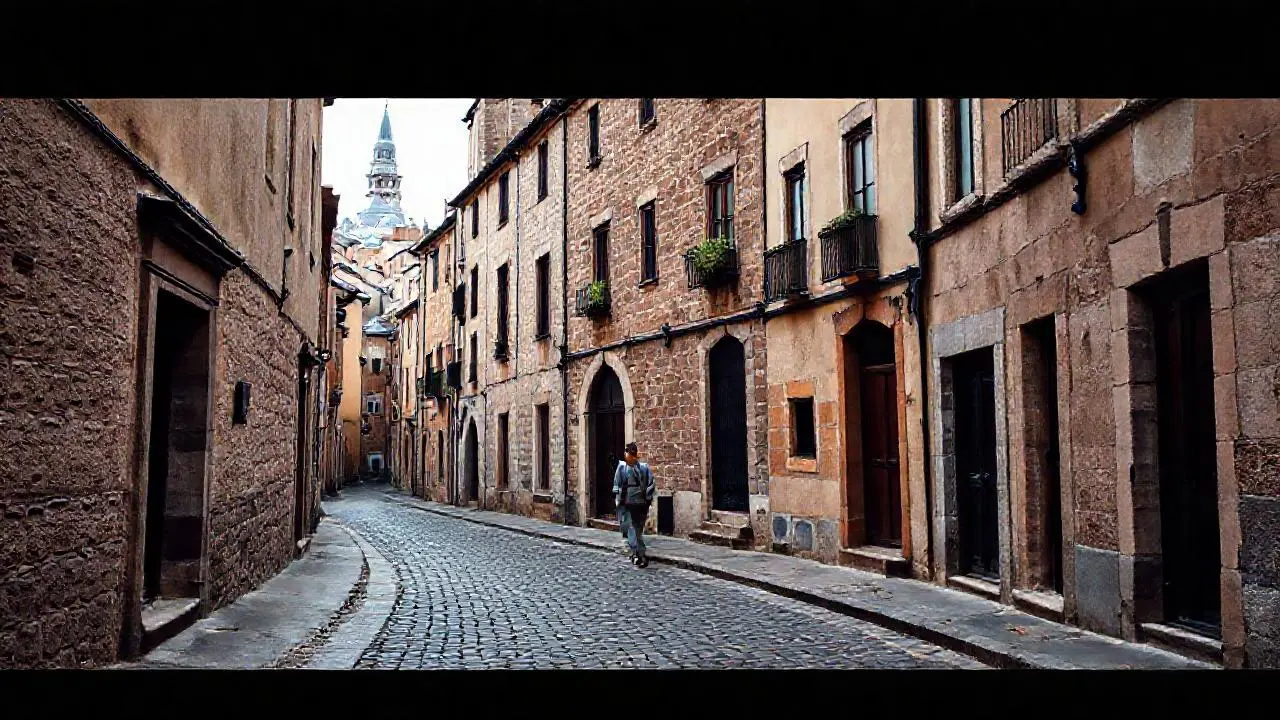 Calles antiguas, arquitectura tranquila y atmosférica