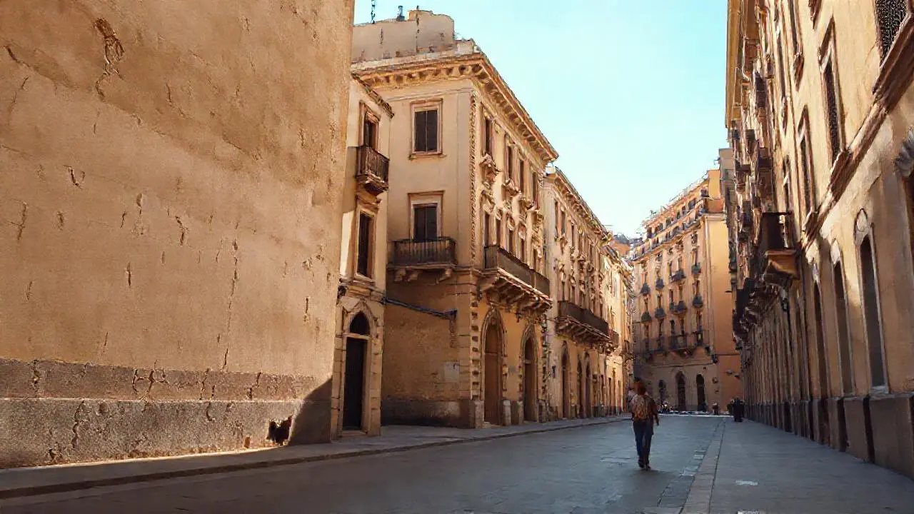 Calle antigua, luminosa y serena