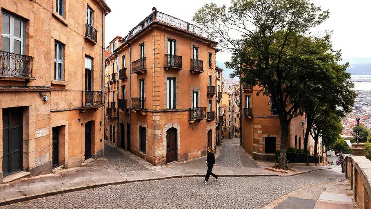 San Sebastián: arquitectura, calle y una persona