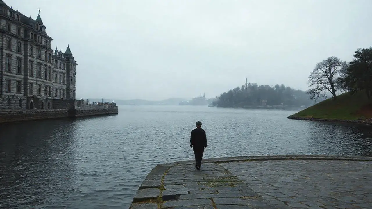 Paisaje gris, tranquilo y melancólico