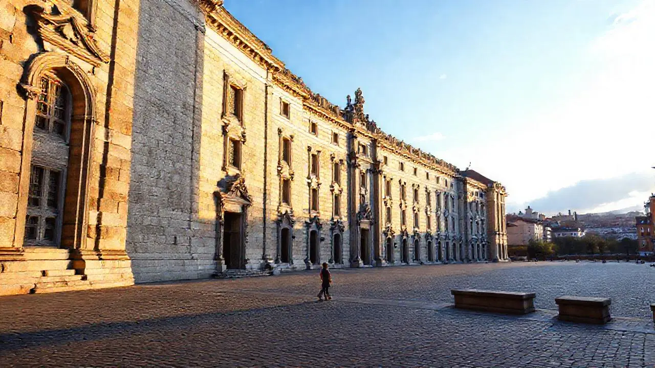 Arquitectura clásica, espacio amplio y atmósfera histórica