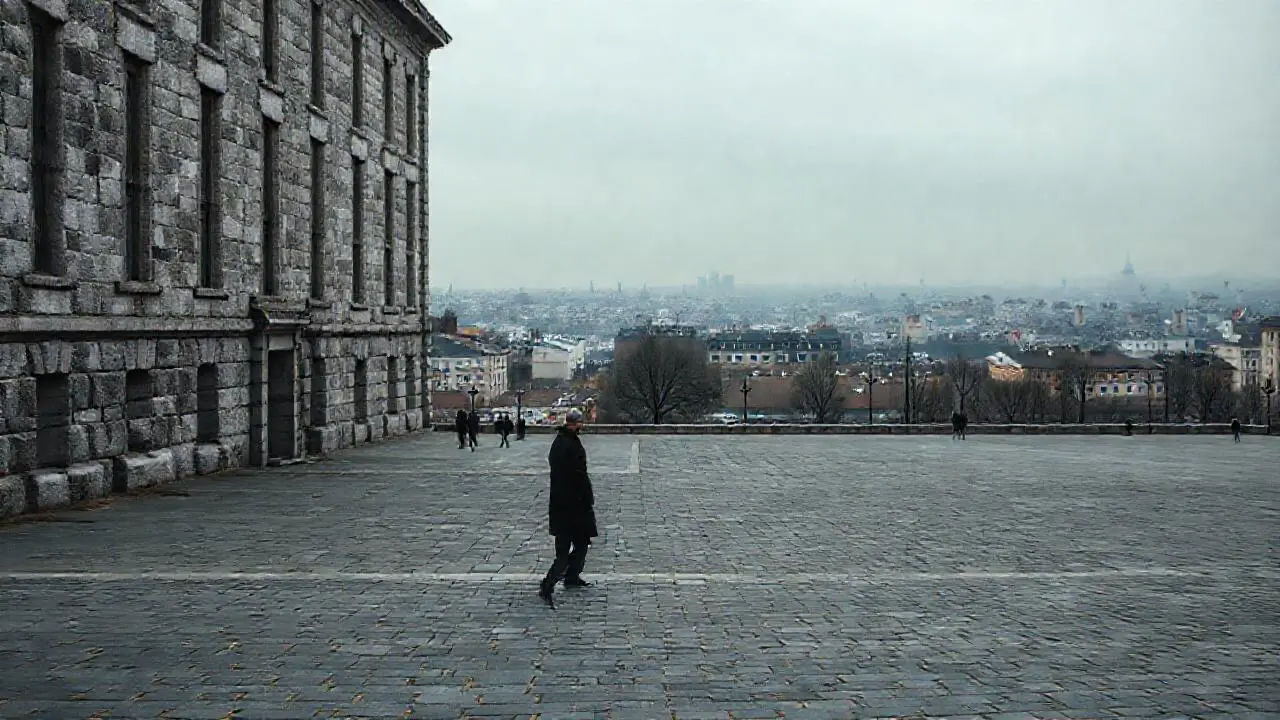 Arquitectura urbana gris, ambiente melancólico y quieto