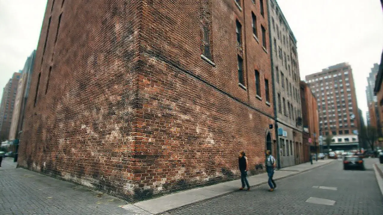 Edificio antiguo y urbano bajo luz difusa