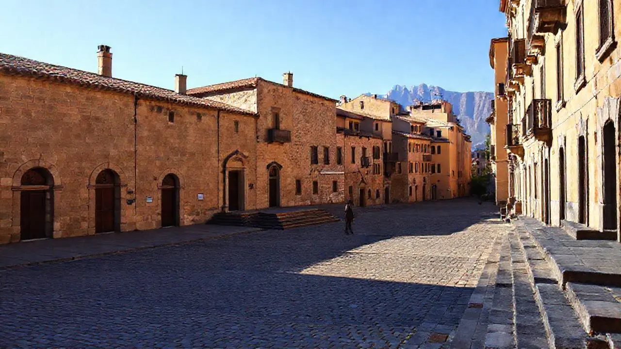 Un pueblo antiguo bañado en luz cálida